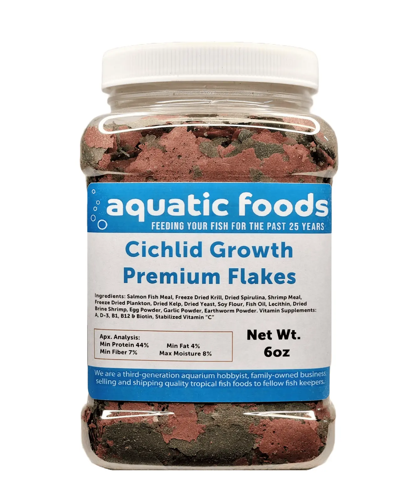 Cichlid Growth & Color Enhancing Flakes for Cichlids. Discus. All Tropicals. Aquatic Foods Premiun Flakesoa?|6oz Med Jar