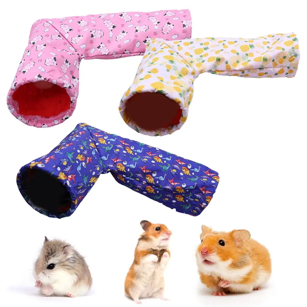 Cheers.US Hamster Tunnel Bed.Funny Hamster Corner Hideaway Tunnel Fruit Pattern Small Pet Tunnel Toy for Ferret Rat Chinchillas Hammock Sleeper Cage Accessories