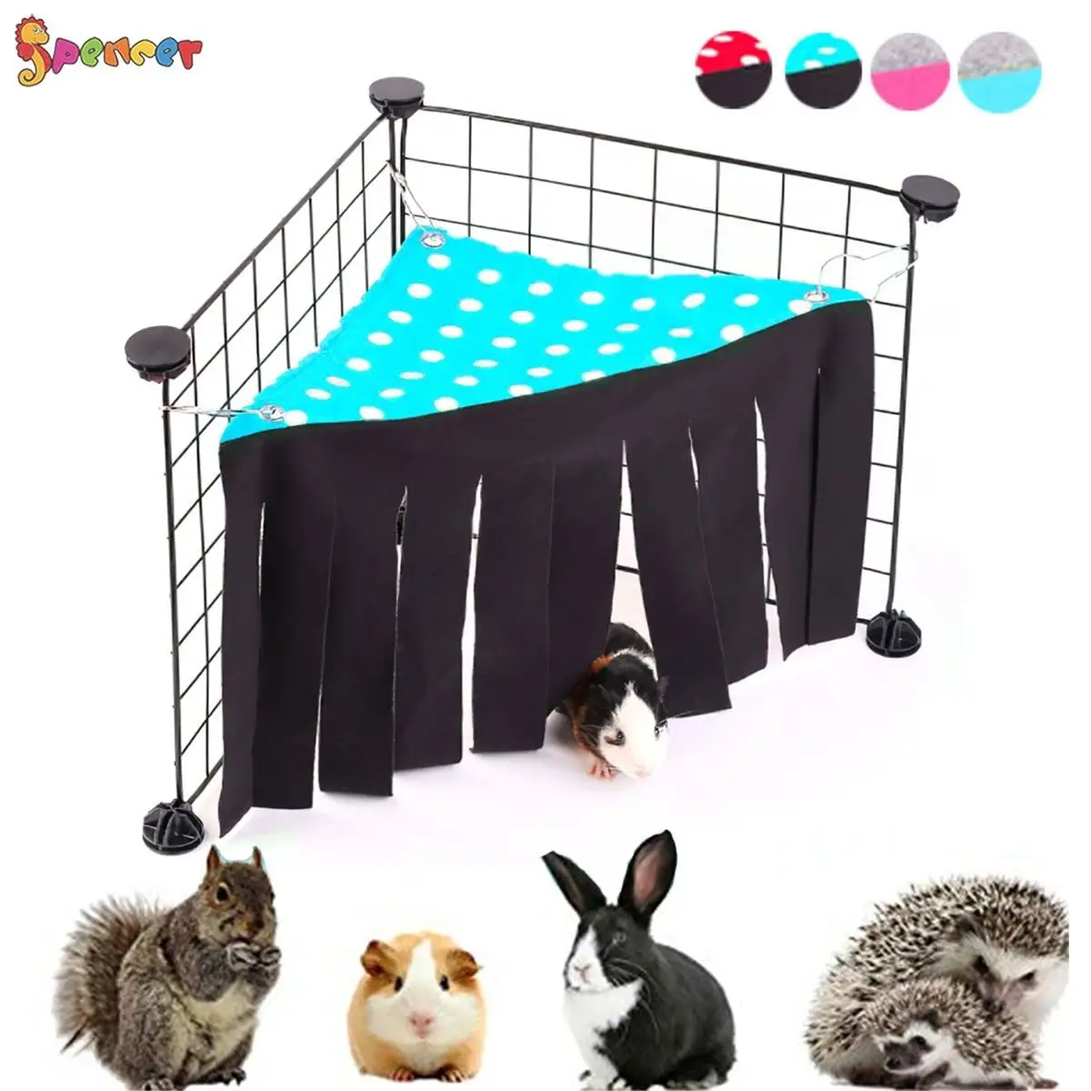 Spencer Guinea Pig Hideout Hideaway Corner Fleece Forest Hammock Peekaboo Toys Cage Accessories for Guinea Pigs Ferrets Chinchillas and Rats Without Metal Fences Blue-Point