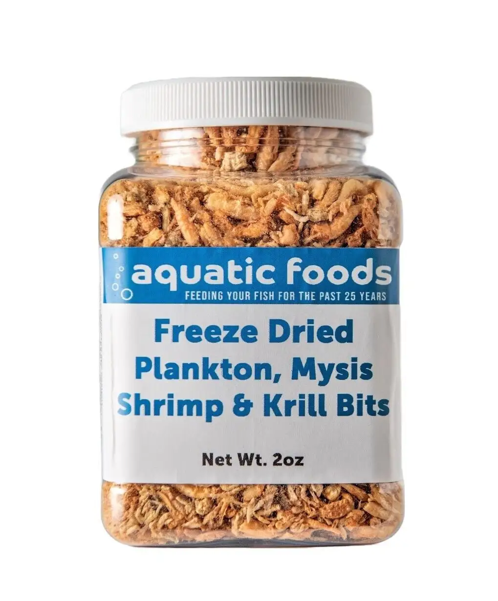 Plankton. Mysis Shrimp & Arctic Krill Bits- Freeze Dried for for Marines. Corals. Anemones. Koi & Pond Fish. Cichlids. All Tropical Fisha?|2oz Small Jar