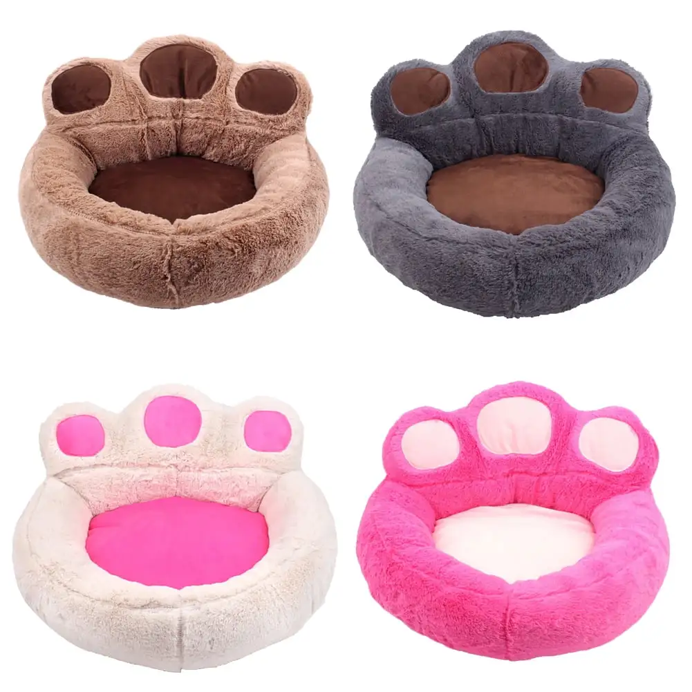 SPRING PARK Dog Bed Cat Bear Paw Shape Bed . Pet Bed Plush Cuddler Round Comfortable for Small Medium Large Dogs Ultra Soft Calming Bed Self Warming Indoor Sleeping Bed