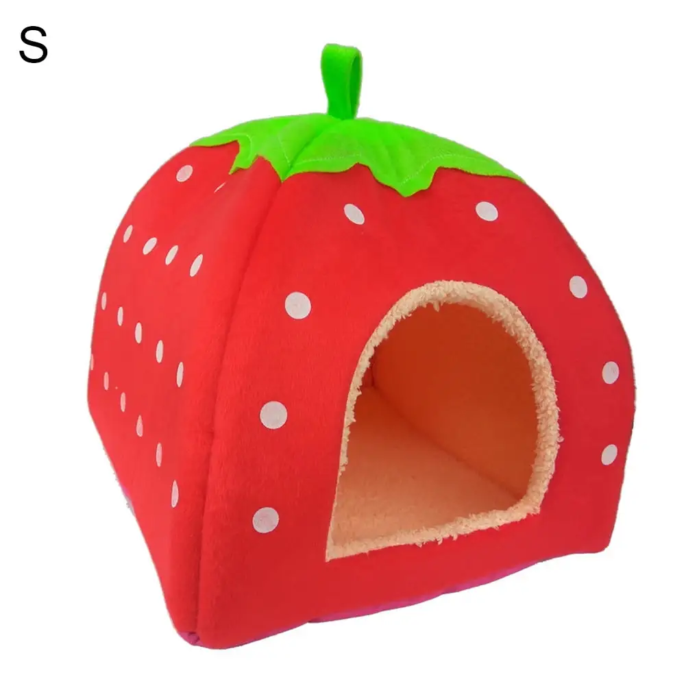 Hahasong Strawberry Dog Puppy Cats Indoor Foldable Soft Warm Bed Pet House Kennel Tent