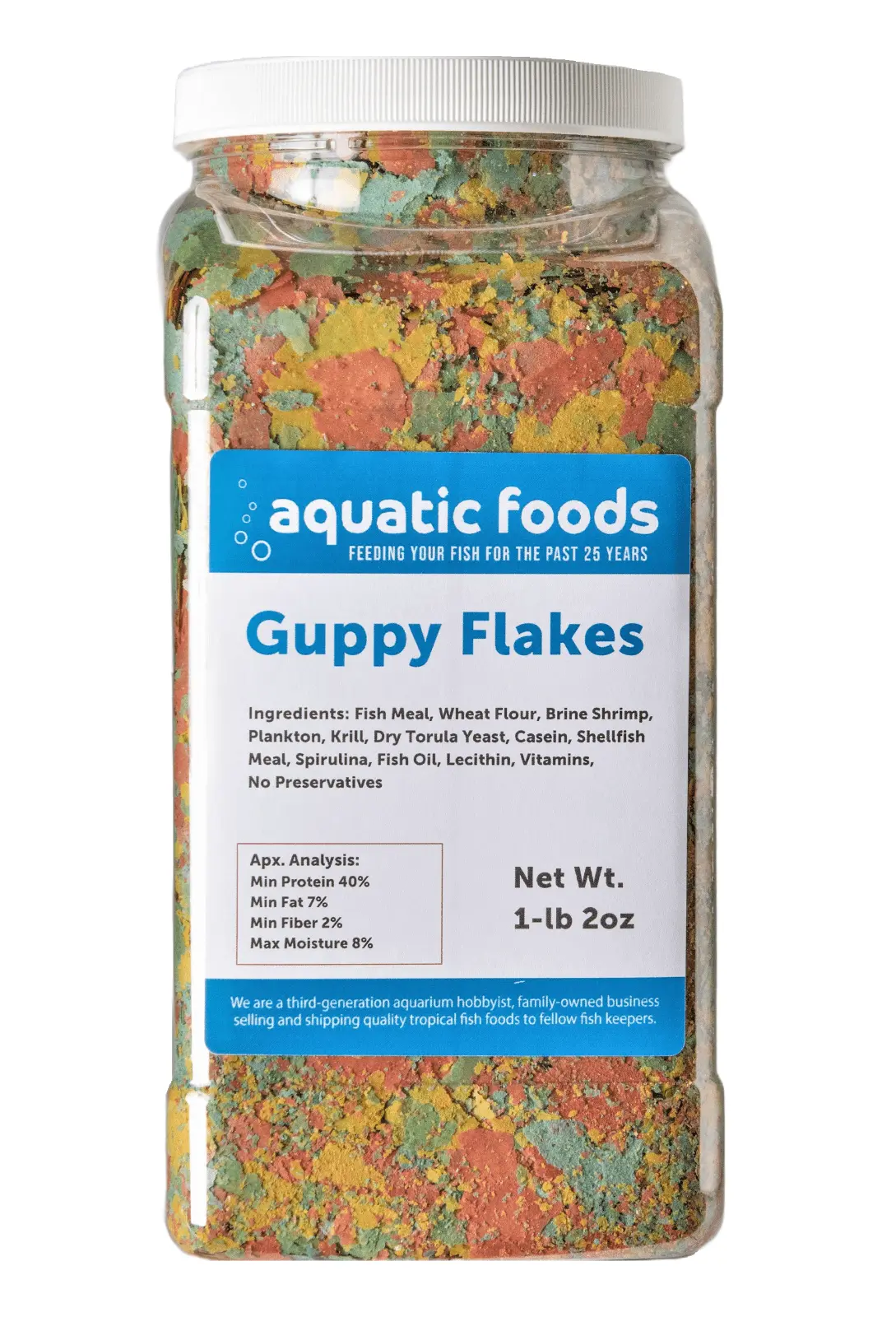 Guppy Flakes. Smaller Premium Special Blend Guppy Flakes - AFI Guppy Flakes??1-lb 2oz Lg Jar