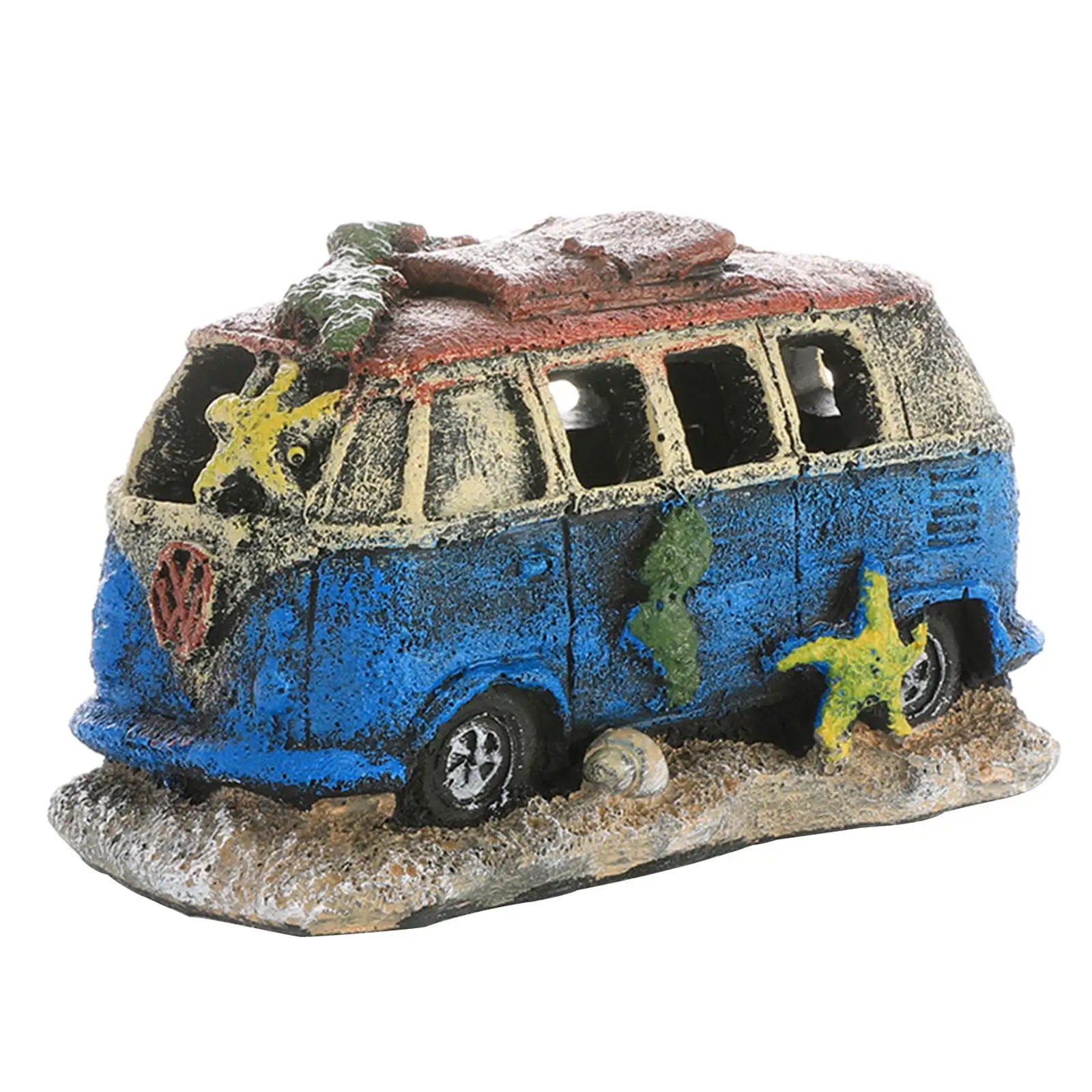 Aquarium Resin Decoration Wreck Car Hideout Shelter Vehicle Cave for Fish Shrimp