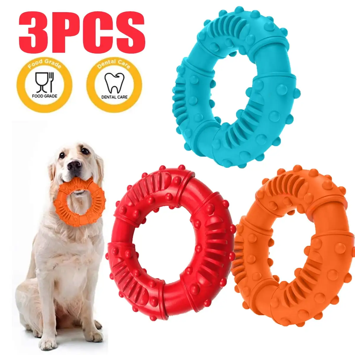 3PCS Dog Chew Toy For Aggressive Chewers Large Breed. Non-Toxic Natural Rubber Long Lasting Indestructible Dog Toy.Puppy Chew Toy. Interactive Teething Toy For Dogs Chewing Fun