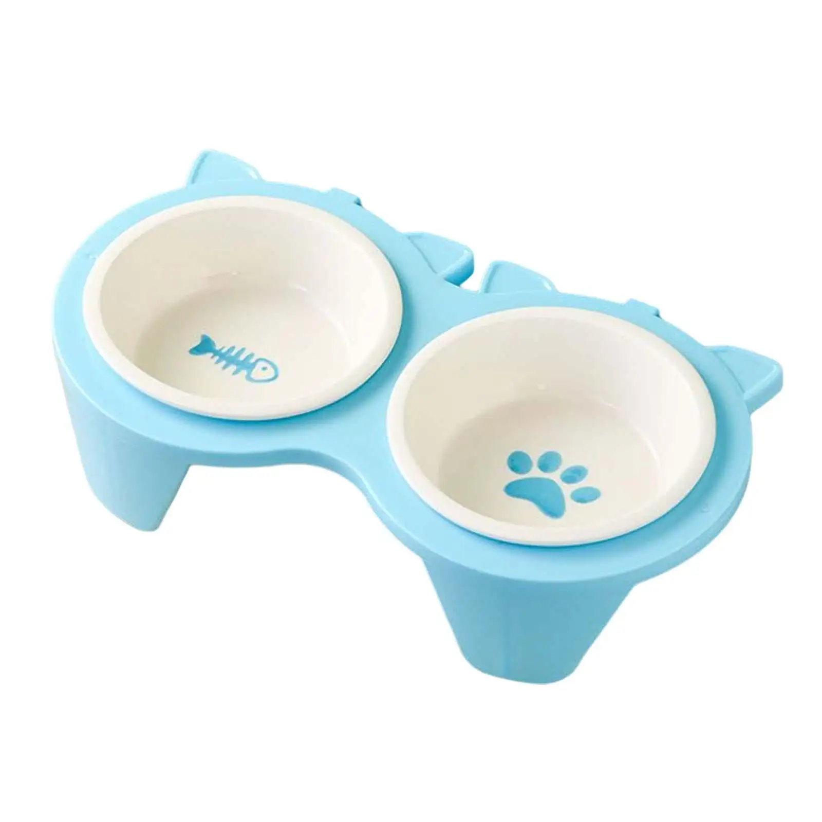 Cat Food Bowls with Stand Feeding Dishes for Indoor Cats Pets Supplies Elevated Cat Bowls Food Container Puppy Kitten Cat Bowls Blue