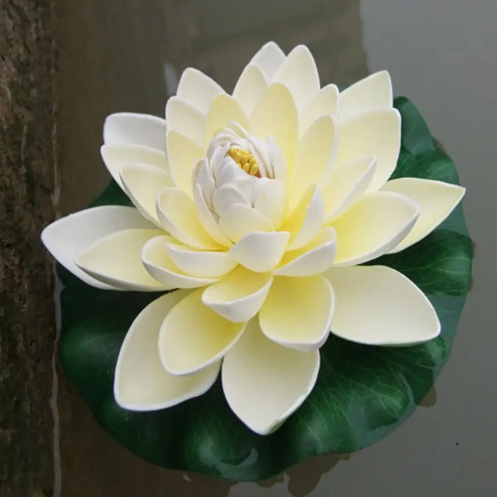 18cm Artificial Water Lily Floating Lotus Flower Pond Aquarium Decor Multicolor