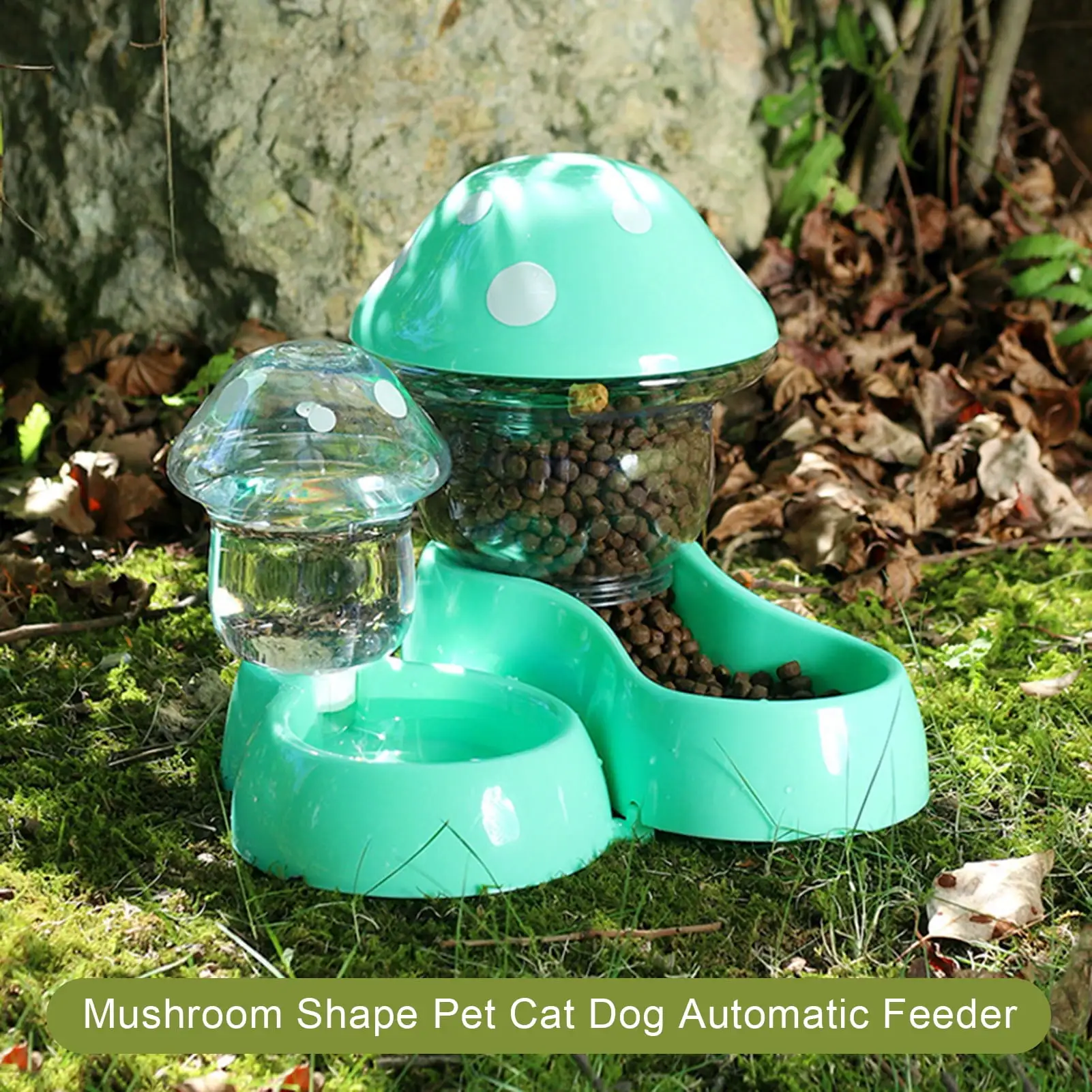 Kripyery Cat Water Feeder Auto Replenishment Large Capacity Mushroom Shape Pet Dog Cat Water Food Container Pet Supplies