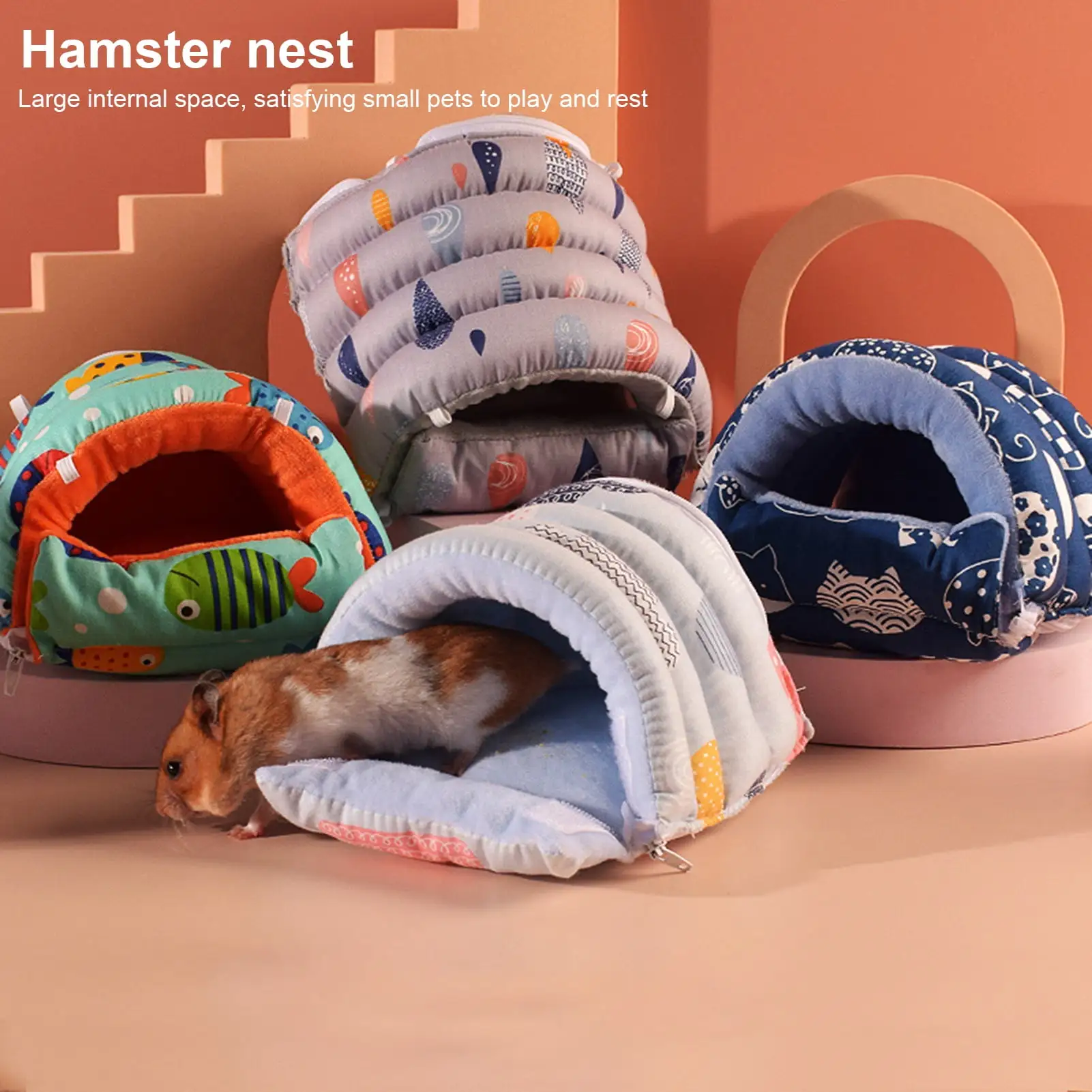 XINHUADSH Squirrel House Pattern Keep th Detachable Thickened Pet Rat Hamster Squirrel Nest for Hedgehog