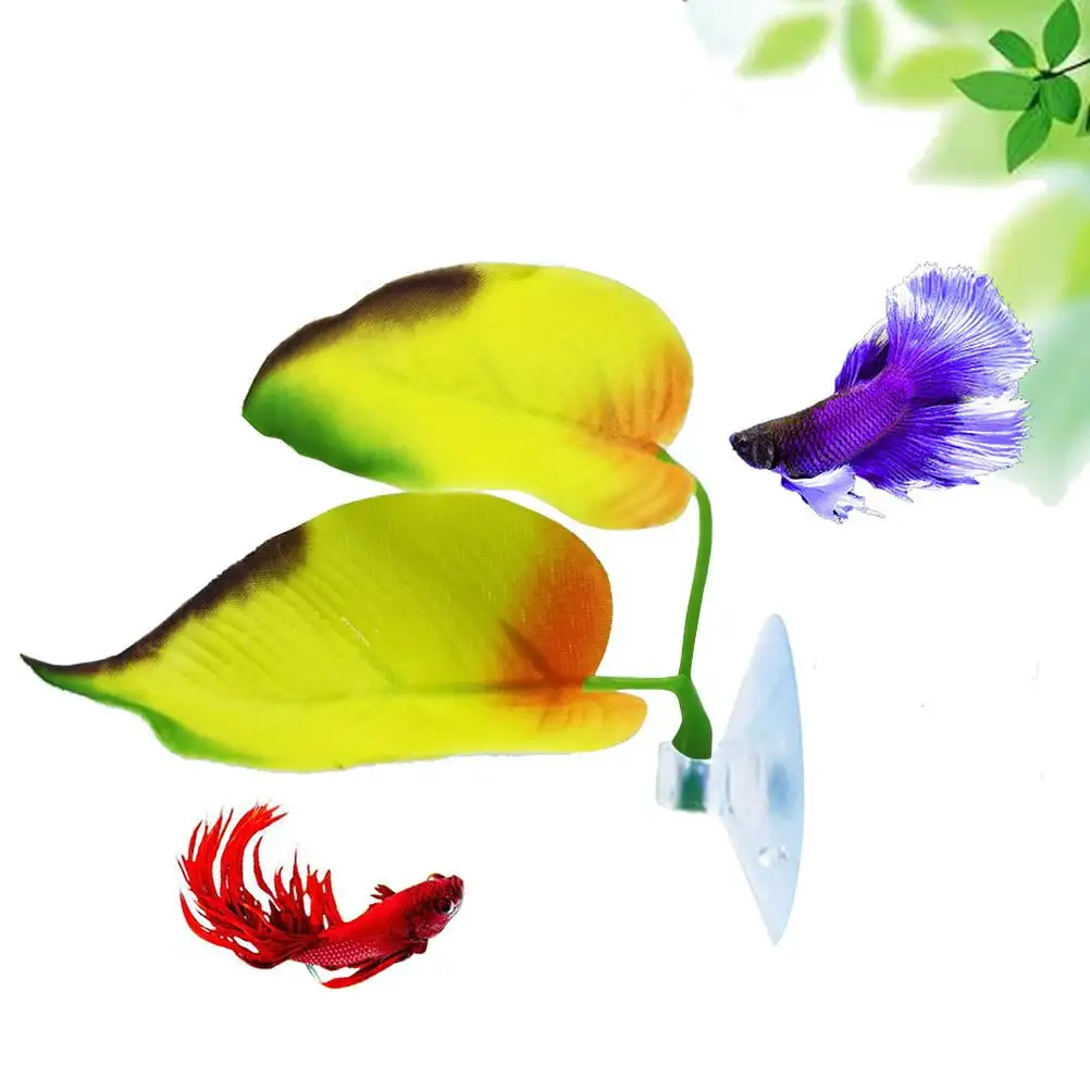 ADVEN Artificial Leaf Bed Aquarium Accessories Fish Tank Decoration Powerful Sucker Betta Fish Rest Leaf