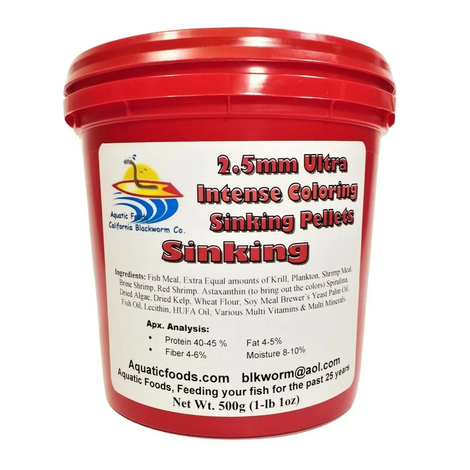 2.5 mm Sinking Ultra Intense Color Enhancing SINKING Pellets for ALL Tropicalsa?|500g / 1.1-lbs Tub