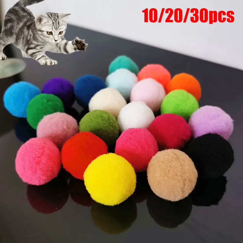 Yesbay 40Pcs Pet Cats Kitten Polyester Plush Balls Interactive Play Training Toy