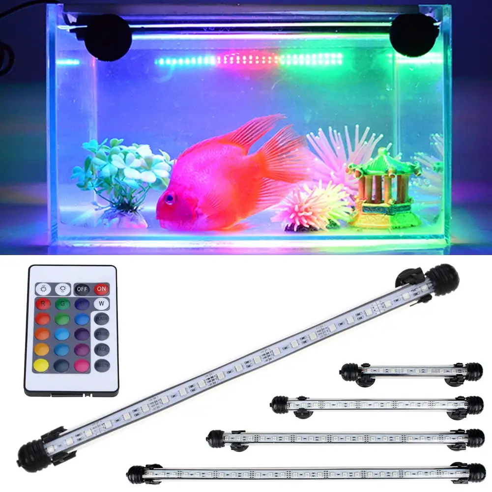 DYstyle IR Remote Control RGB LED Aquarium Lights 5050 SMD LED Bar Light Lamp IP68 Waterproof Submersible Freshwater Saltwater Fish Tank Lamp