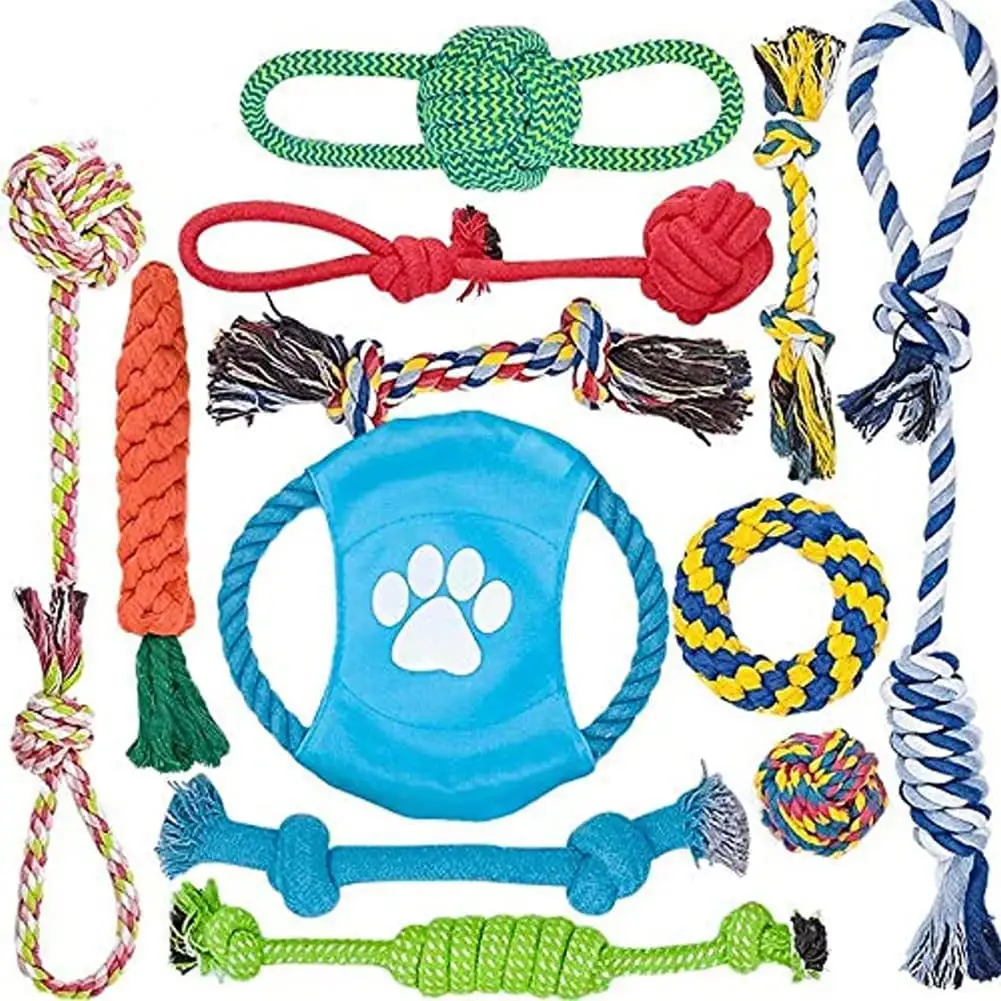 Dog Toys for Aggressive Chewers. 12 Pack Dog Chew Toys for Large Dogs. Heavy Duty Tug of War Dog Toy. Indestructible Dog Rope Toy for Medium and Big Breed. 100% Cotton for Teeth Cleaning