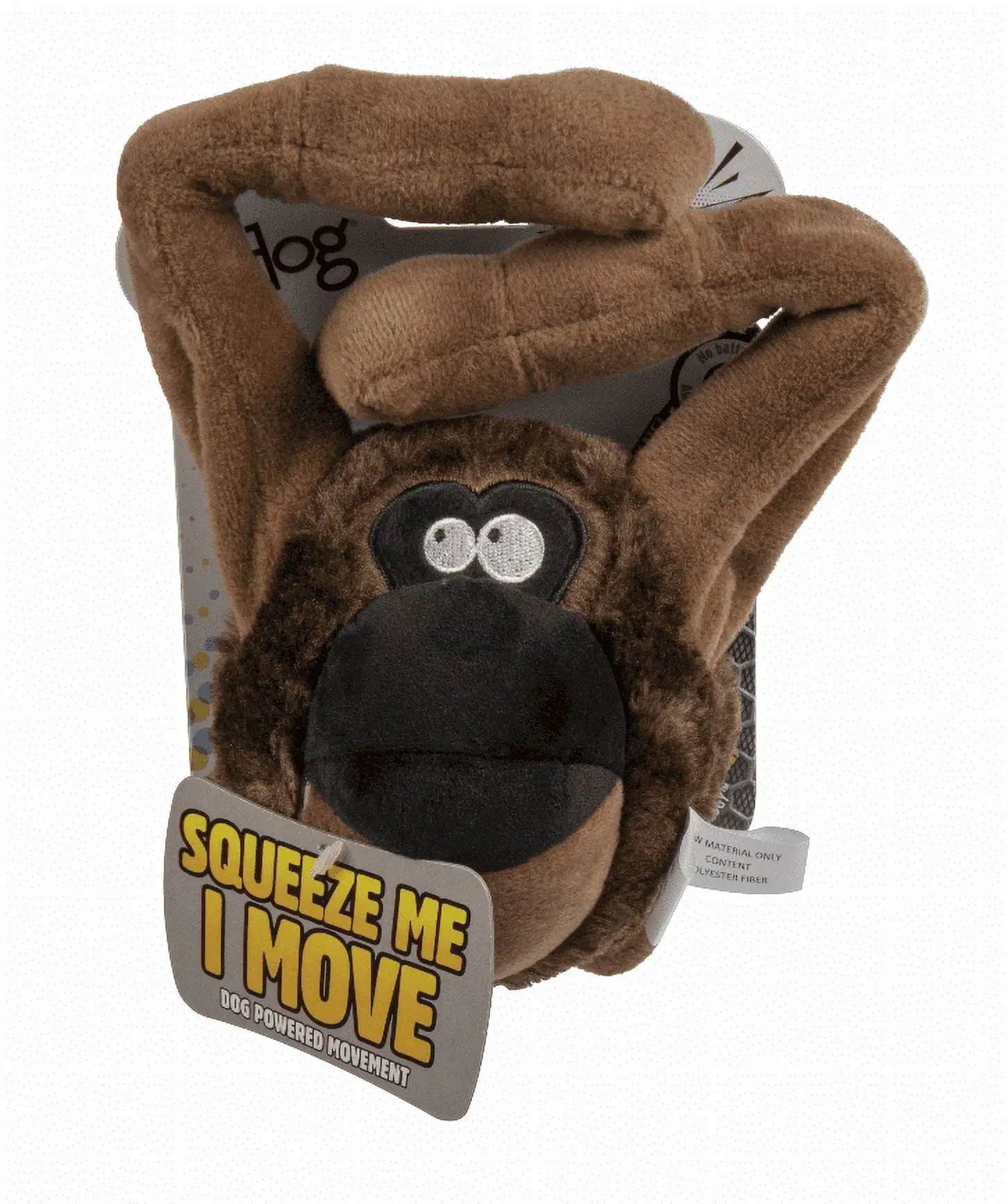 goDog Action Plush Ape Animated Squeaky Dog Toy. Chew Guard Technology - Brown. One Size