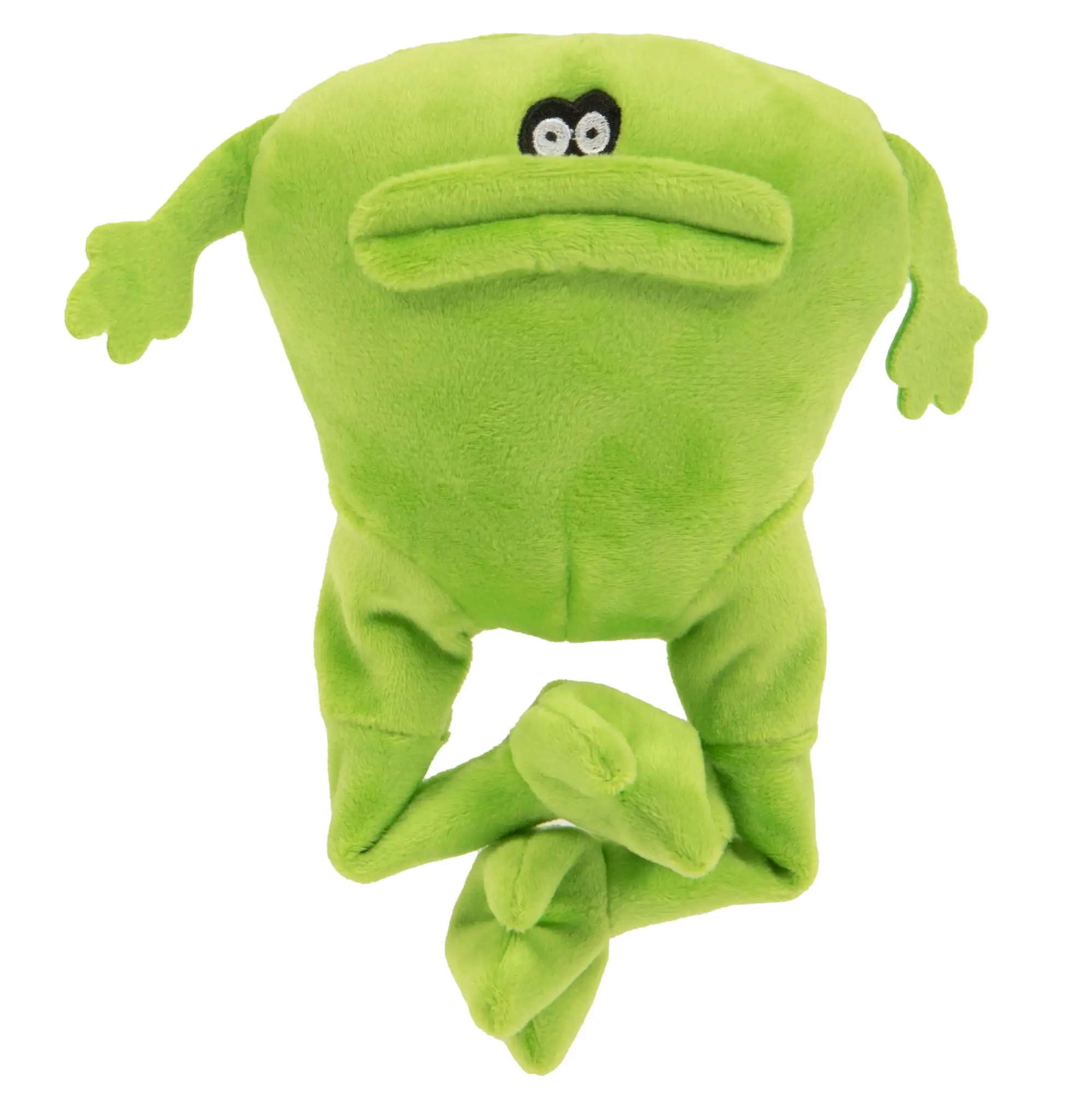 goDog Action Plush Frog Animated Squeaky Dog Toy. Chew Guard Technology - Green. One Size