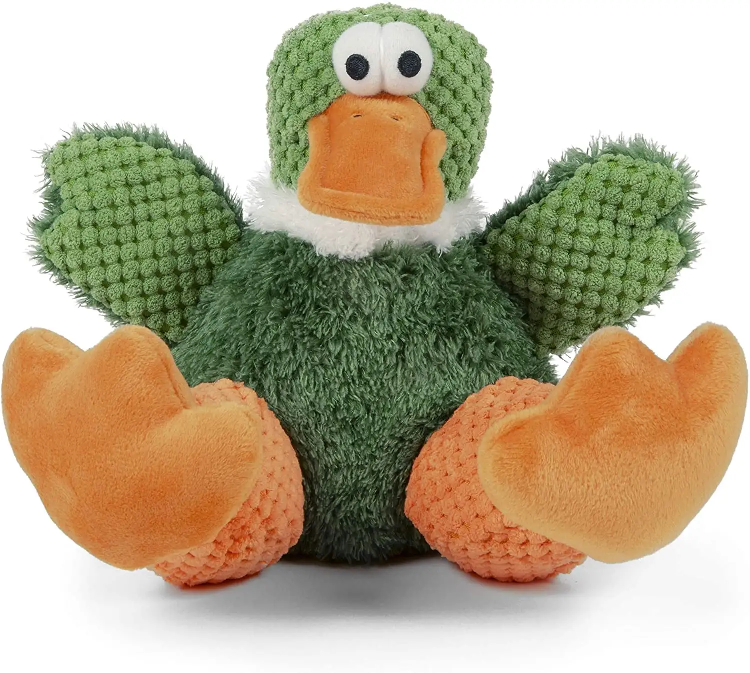 goDog Checkers Sitting Duck Squeaky Plush Dog Toy. Chew Guard Technology - Large