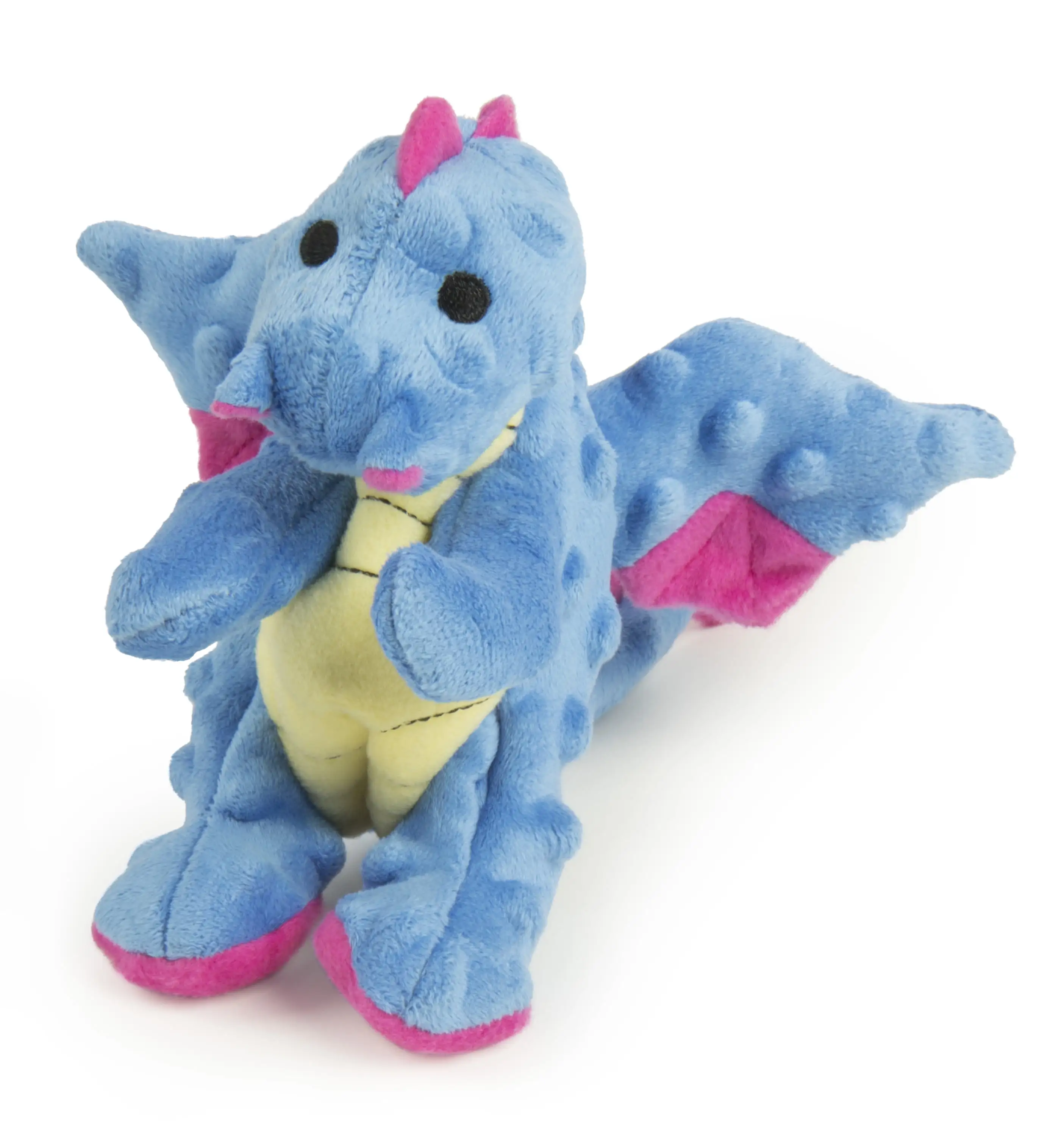 goDog Dragons Squeaky Plush Dog Toy. Chew Guard Technology - Periwinkle. Small