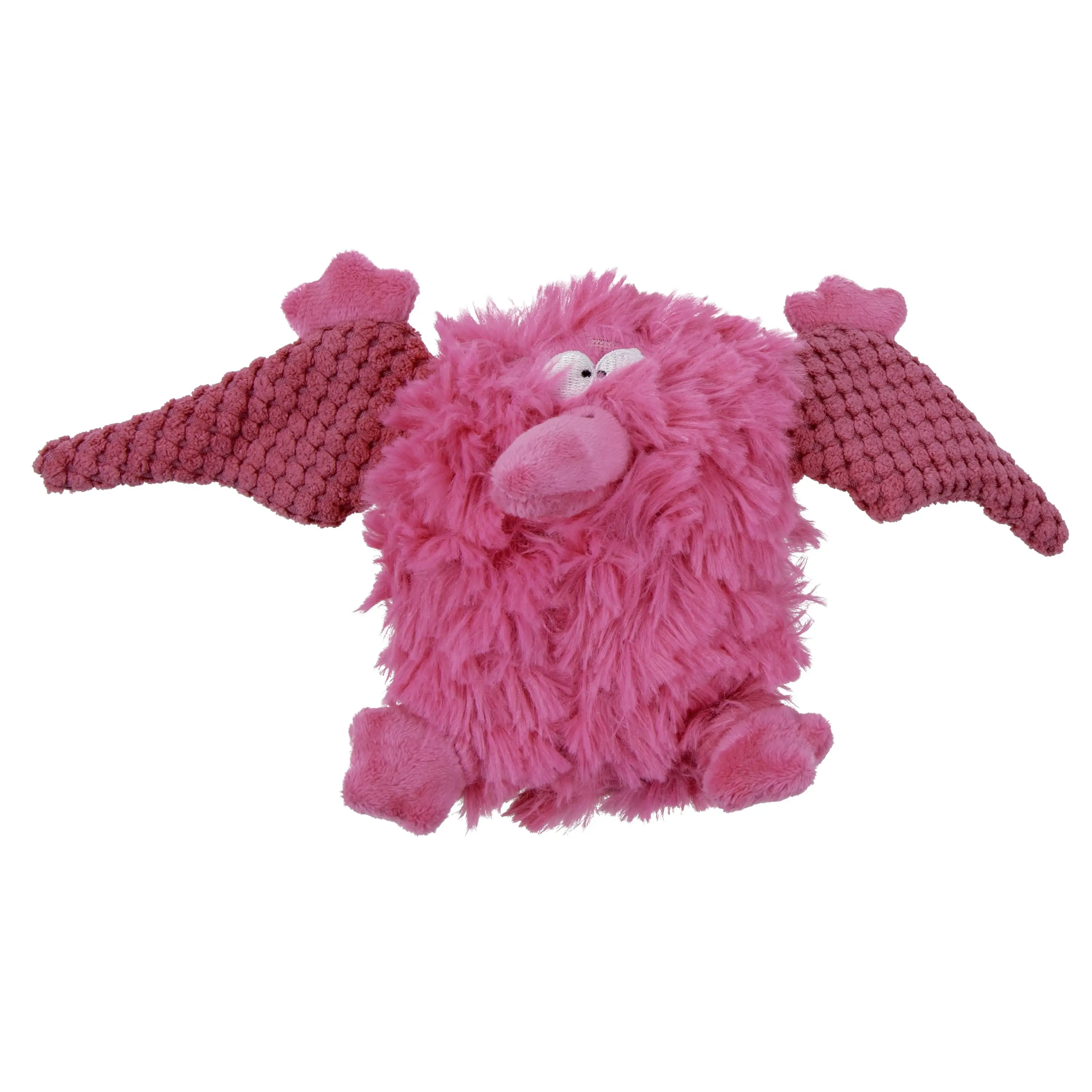 goDog PlayClean Pterodactyl Squeaky Plush Dog Toy with Odor-Eliminating Essential Oils. Chew Guard Technology - Pink. Small