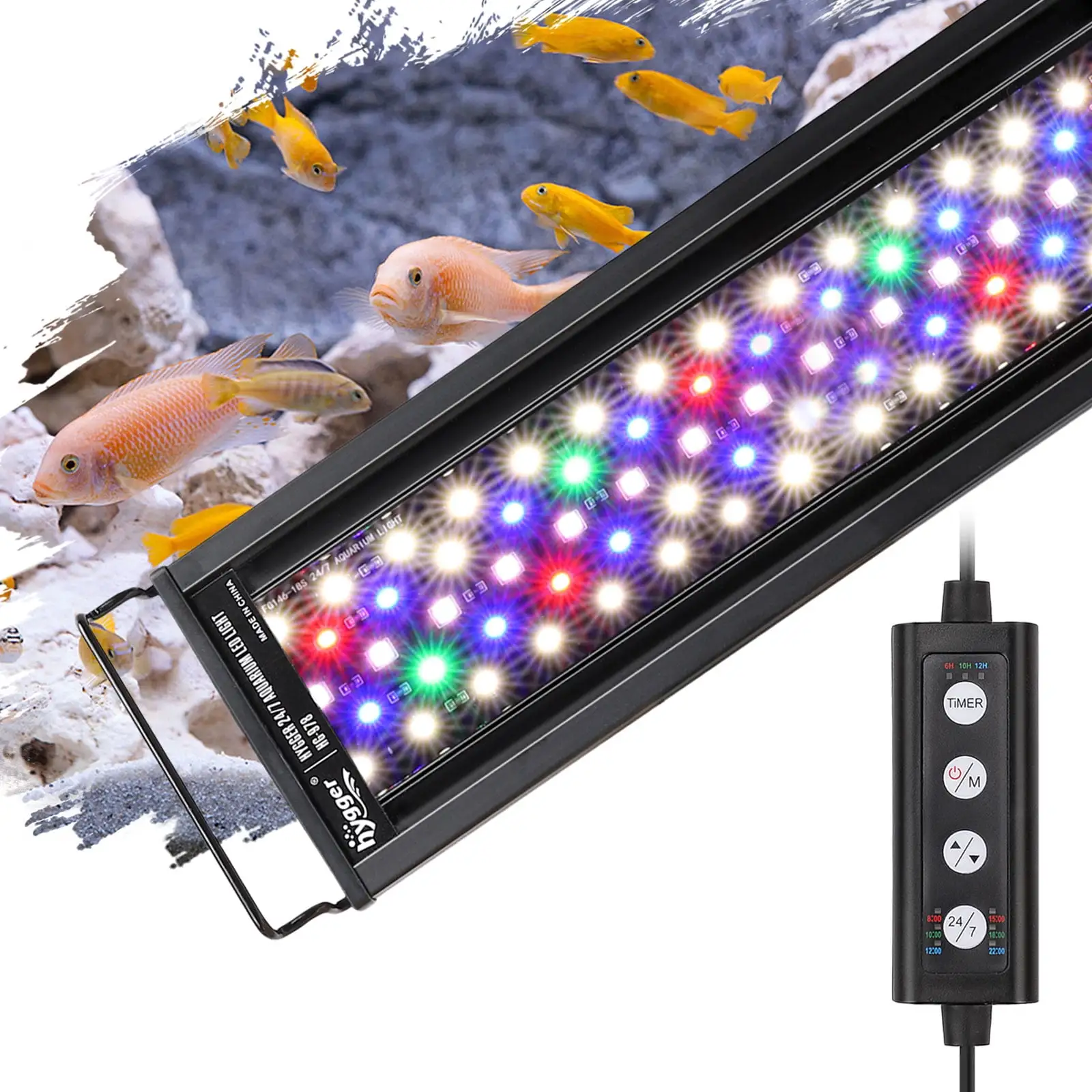 hygger LED Aquarium Light. Full Spectrum Freshwater Fish Tank Light. 6 Colors/26W