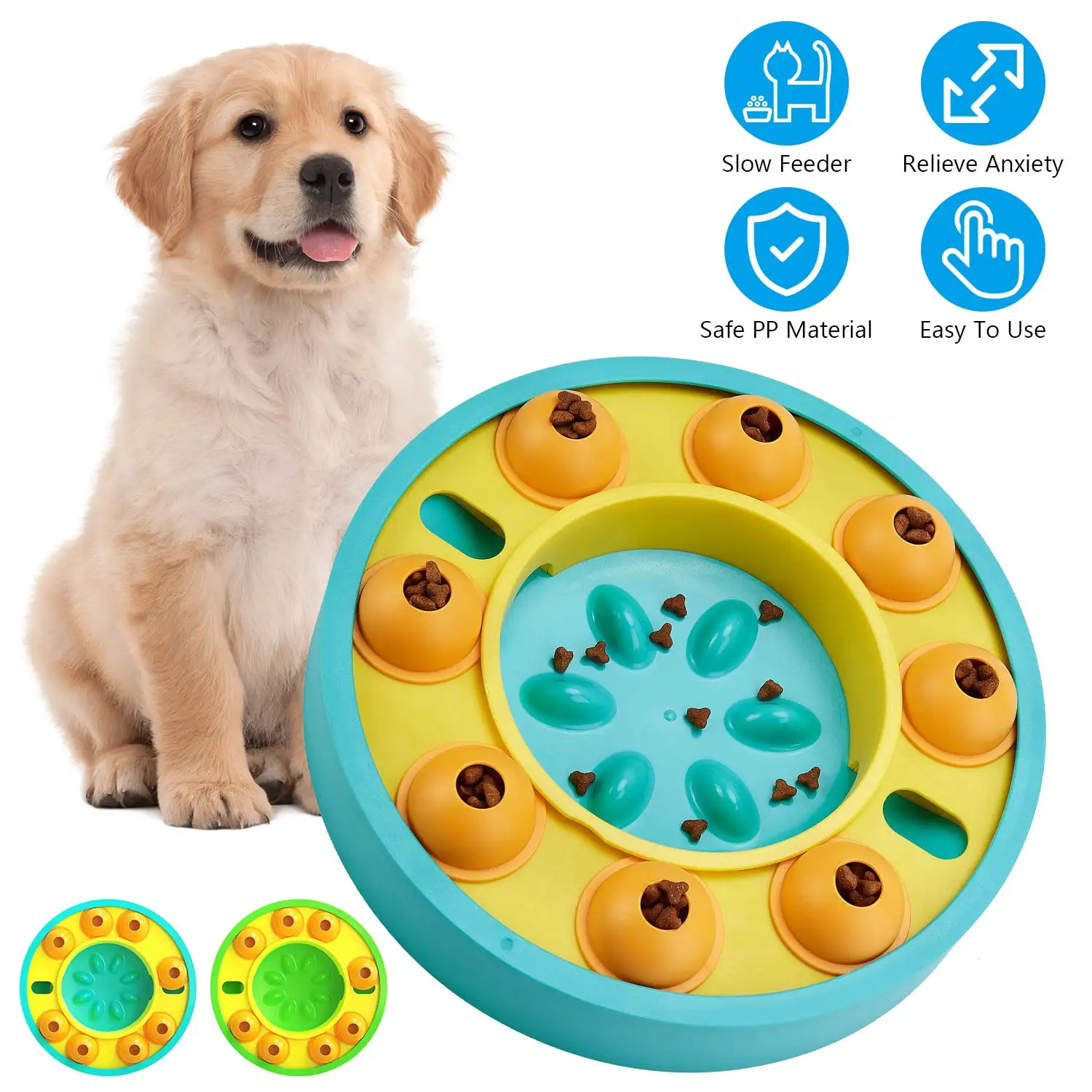 iMounTEK Dog Puzzle Toy Dog Slow Feeder Interactive Toy Dog Treat Dispensing Toy for IQ Training Mental Enrichment for Small Medium Large Dog Cat. Blue