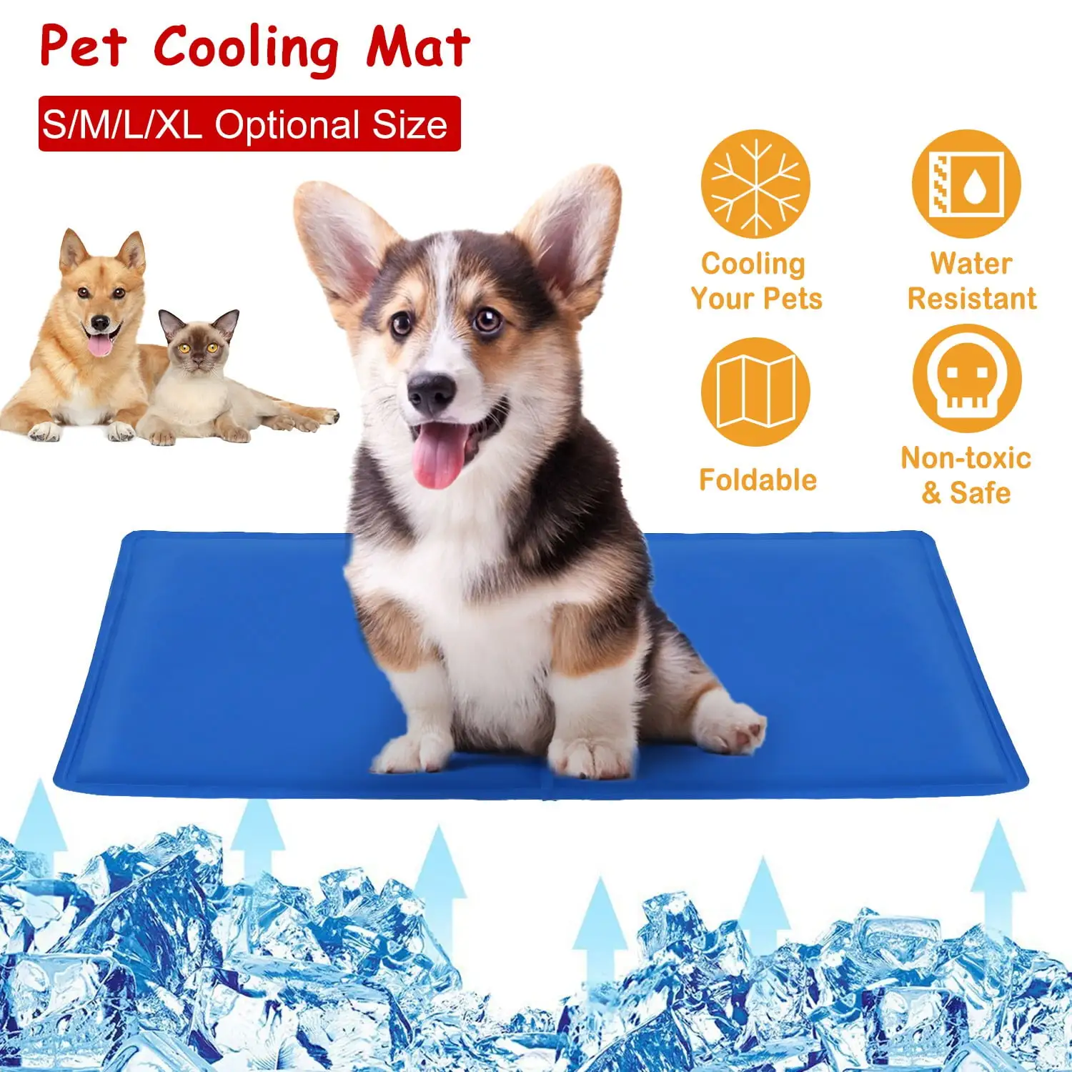 Cooling Mat for Dogs iMounTEK Foldable Pressure Activated Gel Dog Cooling Mat for Kennels Crates Beds Car Seats XL