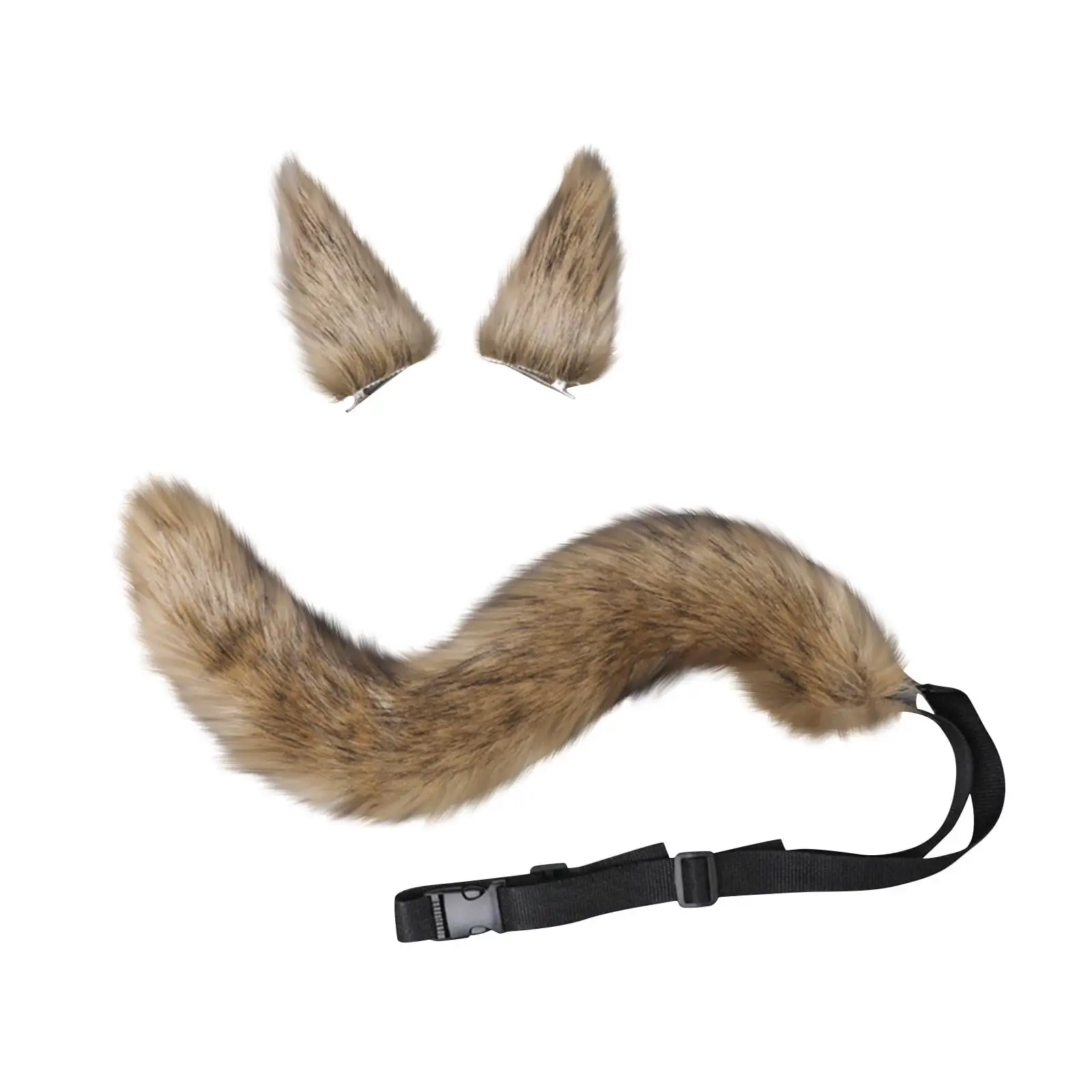 jiacuix Wolf Dog Hair Fake Animal Tail and Ears 1 Set Furry Faux Tail Real-looking Comfortable To Wear Role-Playing Props Soft Cosplay Fox Ears and Tail Costume Set Coyote Wolf Tail