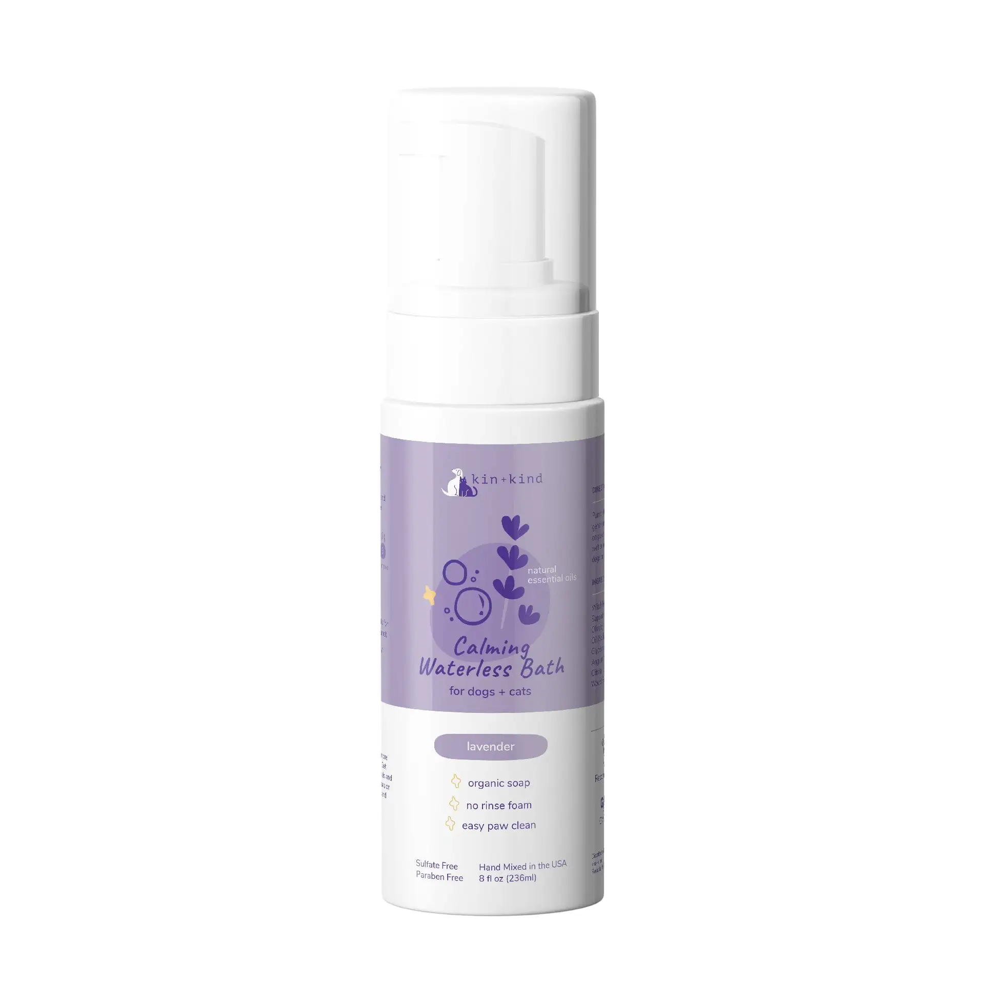 kin+kind Waterless Dry Shampoo for Dogs - Rinse-Free. Eliminate Itch and Odor. Natural Formula with Witch Hazel. Coconut Oil. Olive Oil and Lavender - Made in USA