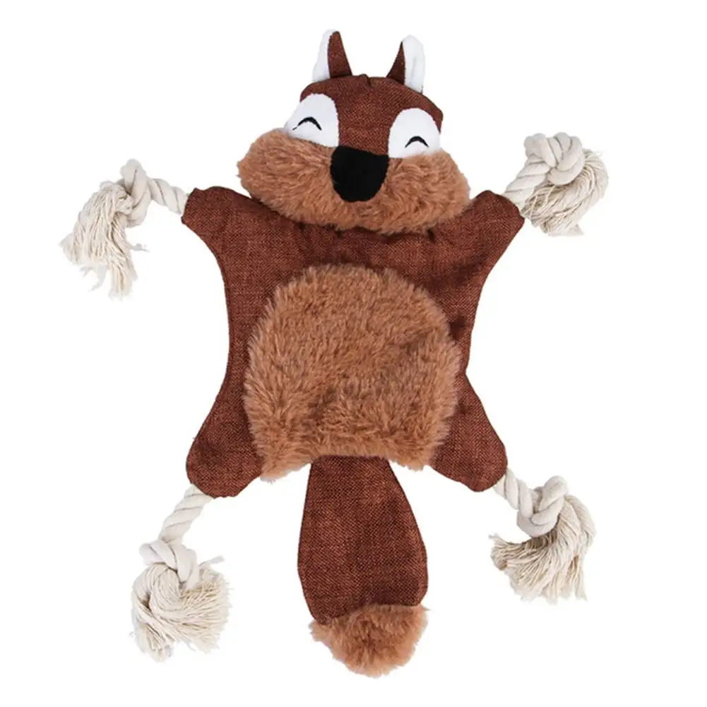 leaveforme Pet Dog Puppy Cute Squirrel Fox Shape Plush Doll Sound Paper Squeak Chew Toy