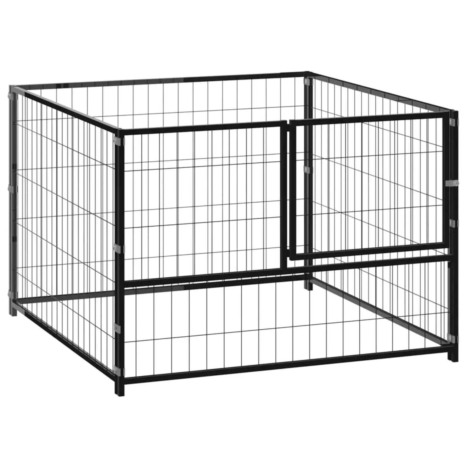 moobody Dog Kennel Steel Sidewalls Fence Playpen with Door Exercise Cage Black 39.4 x 39.4 x 27.6 Inches (L x W x H)