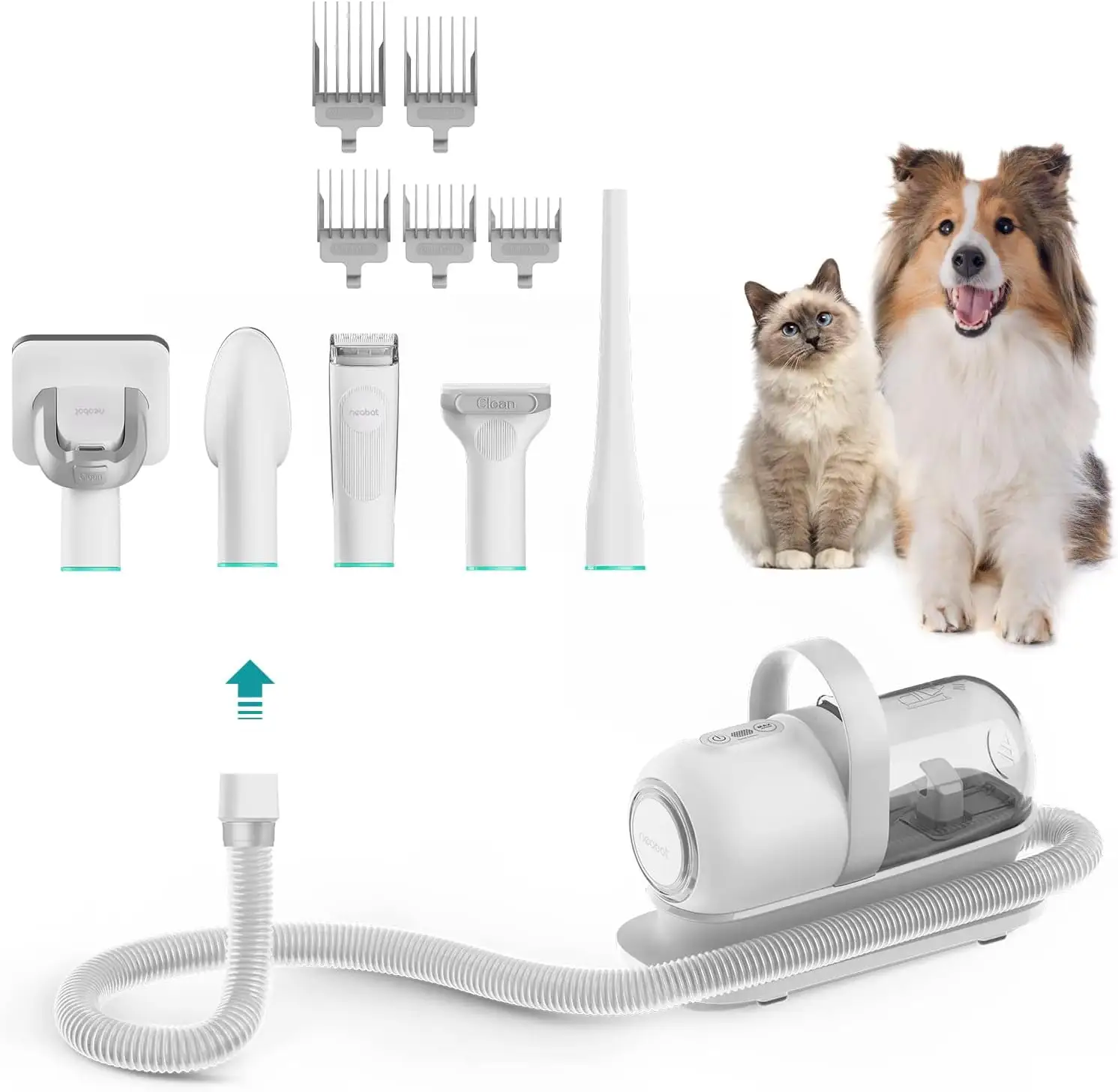 neabot P1 Pro Pet Grooming Kit & Vacuum Suction 99% Pet Hair. Professional Grooming Clippers with 5 Proven Grooming Tools for Dogs Cats and Other Animals