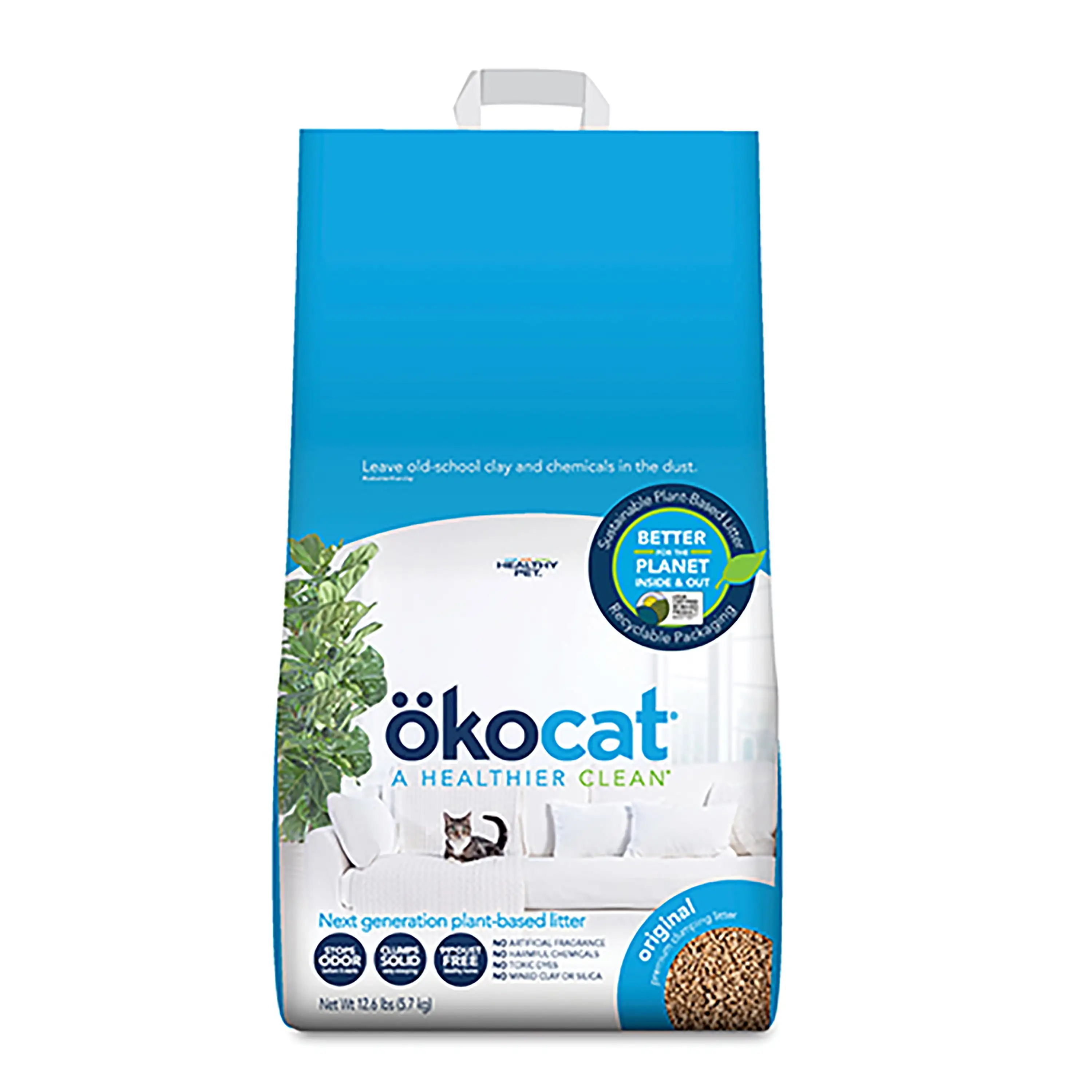 okocat Original Premium Clumping Natural Wood Cat Litter. Dust Free. Unscented. 12.6 lbs