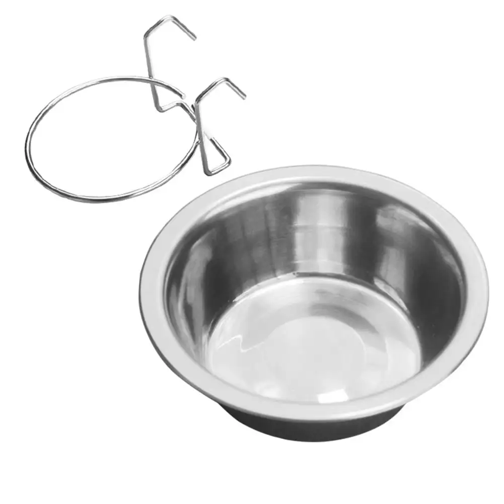 opvise Metal Dog Pet Bowl Cage Crate Non Slip Hanging Food Dish Water Feeder with Hook