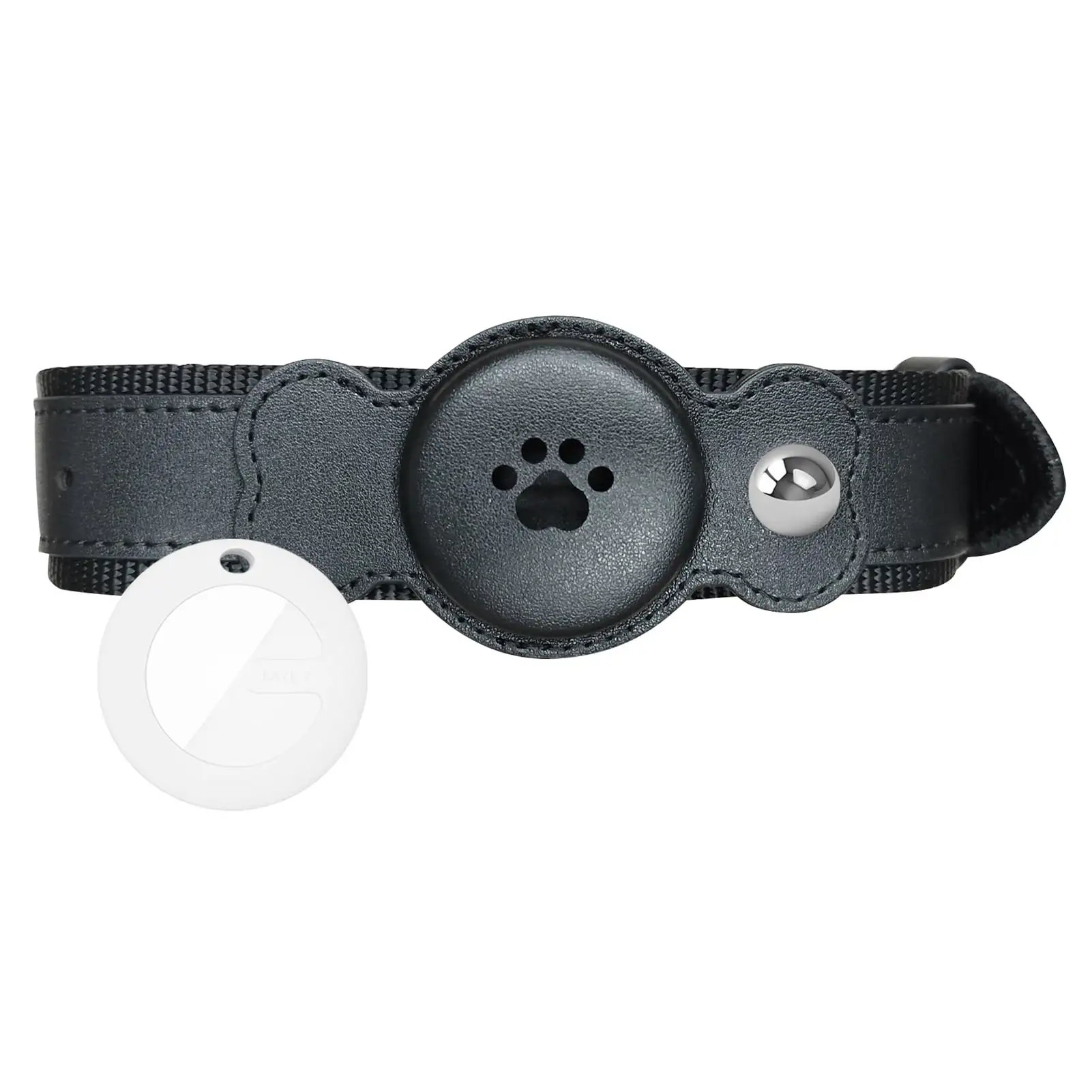 opvise Pet Collar with Waterproof GPS Tracker Dogs Real-Time Location Tracking Long Battery Life Pet Collar Black