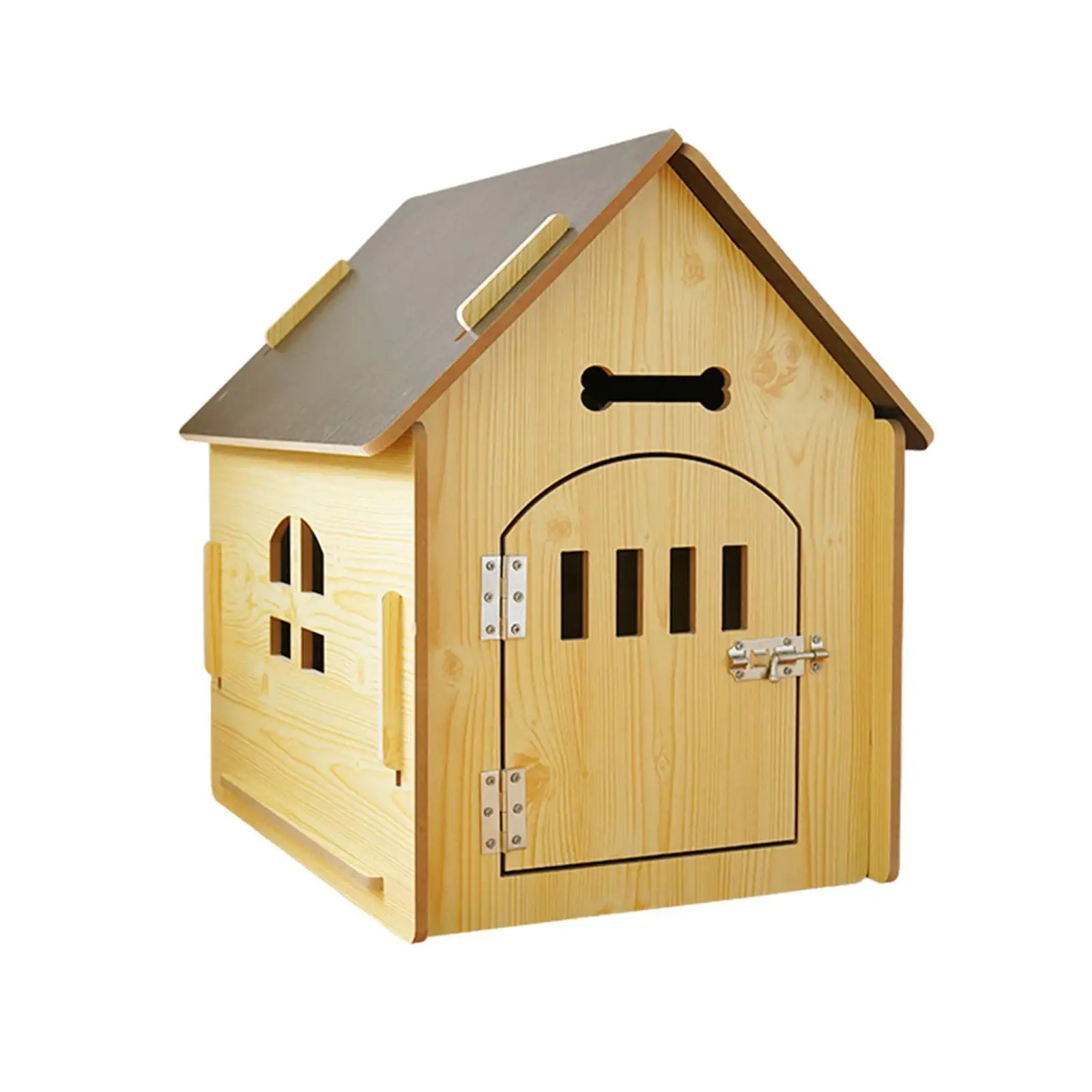 oshhnii Wooden Pet House Dog Kennel Wooden with Removable Roof Ventilation Dog Crate Cat 40cmx39cmx45cm