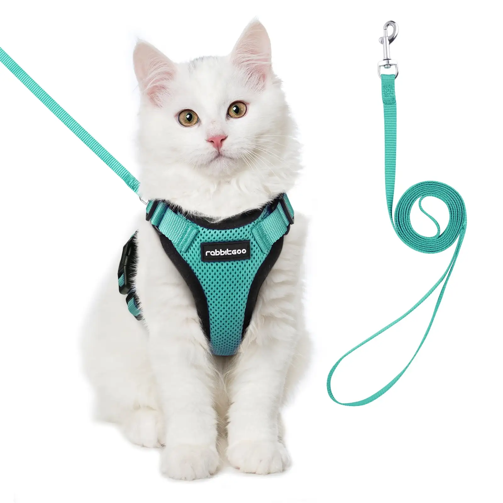 rabbitgoo Cat Harness and Leash for Walking. Escape Proof Soft Adjustable Vest Harnesses for Cats. Easy Control Breathable Reflective Strips Jacket. Green