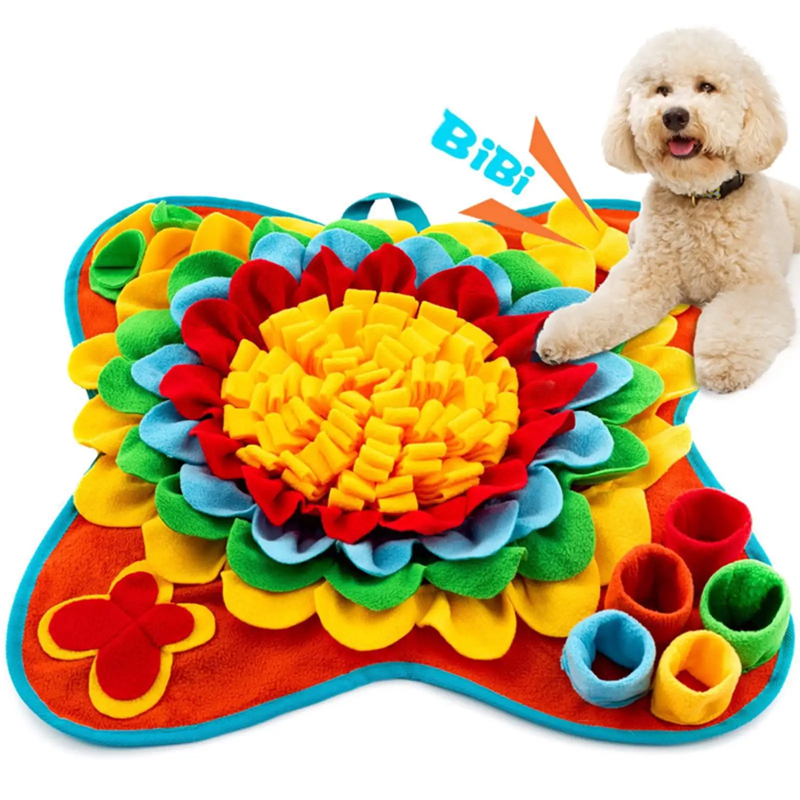 rygai Pet Sniffing Pad Soft Tear Resistant Dog Snuffle Mat with Sound Pet Foraging Mat Treat Dispenser Pet Supply.Red