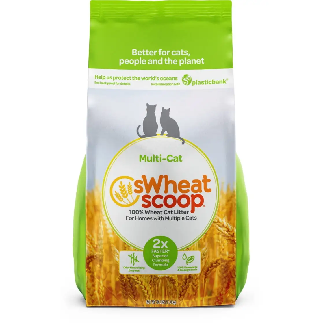 sWheat Scoop Multi-Cat Natural Clumping Wheat Cat Litter. 25lb