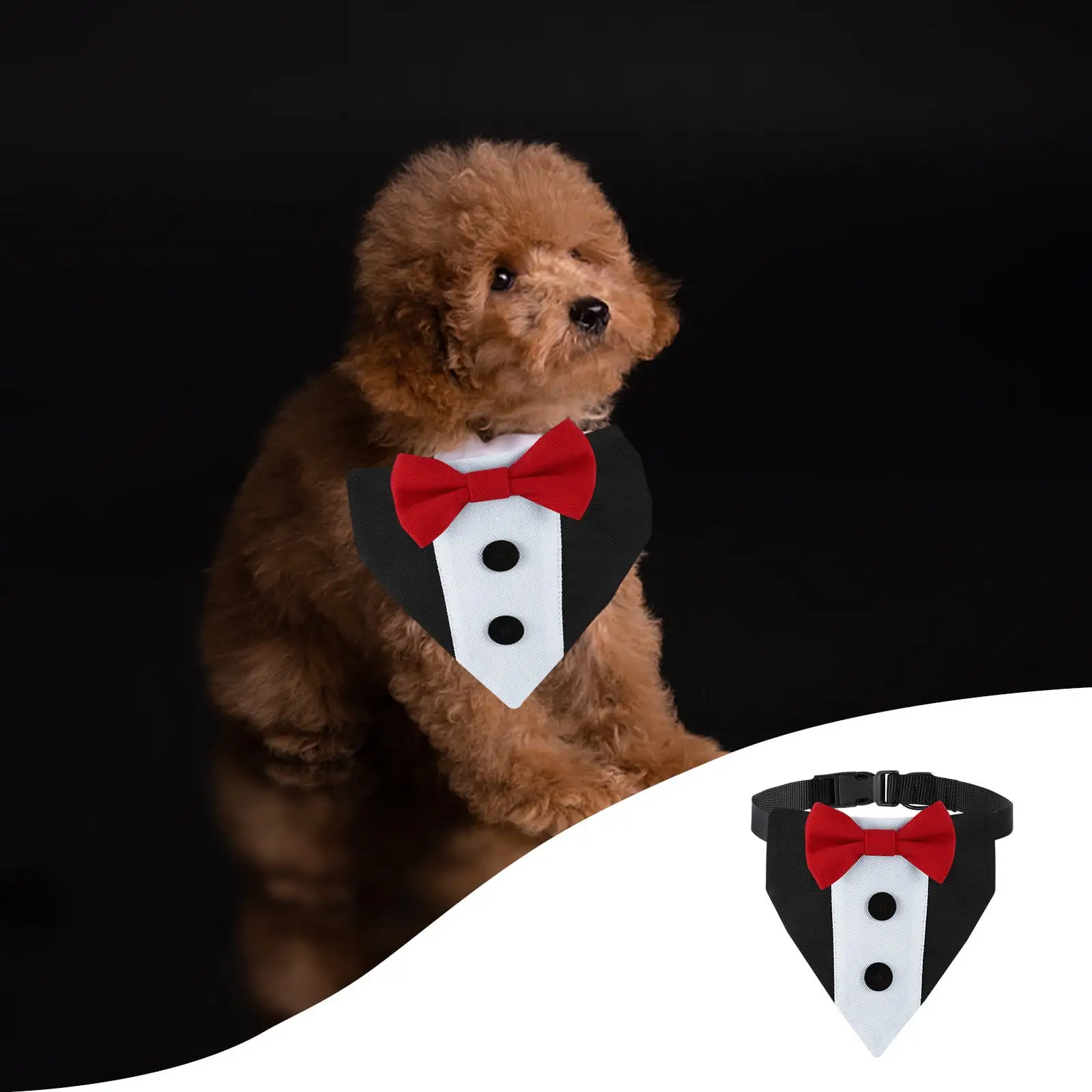 skpabo Dog Tuxedo Dog Suit Dog Wedding Bandana Collar with Bow Tie. Adjustable Dog Tux Formal Dog Costumes. Engagement Birthday Gifts for Small Medium Large Dogs Pets