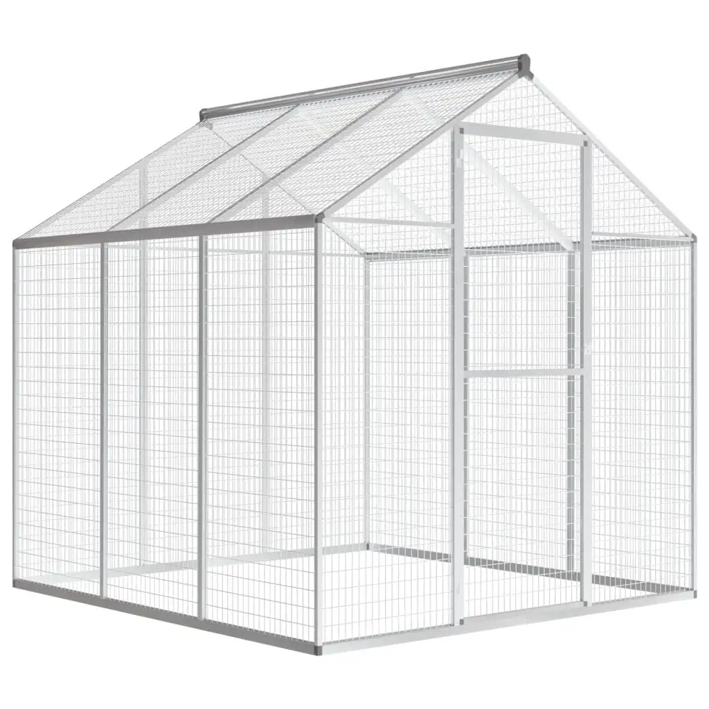 vidaXL Outdoor Aviary Walk-in Aviary with Hinged Door Large Bird Cage Aluminum