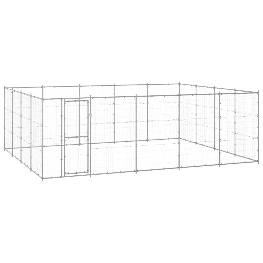 vidaXL Outdoor Dog Kennel Dog Pen Pet Crate Kennel Cage Fence for Yard Steel