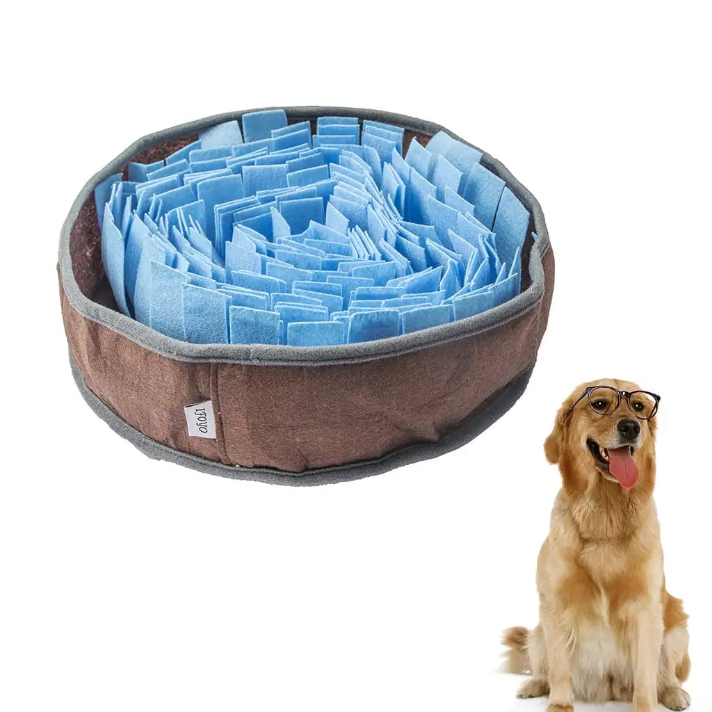 vocheer Pet Snuffle Mat. Dog Feeding Mat Pet Nosework Training Blanket for Foraging Skill. Blue