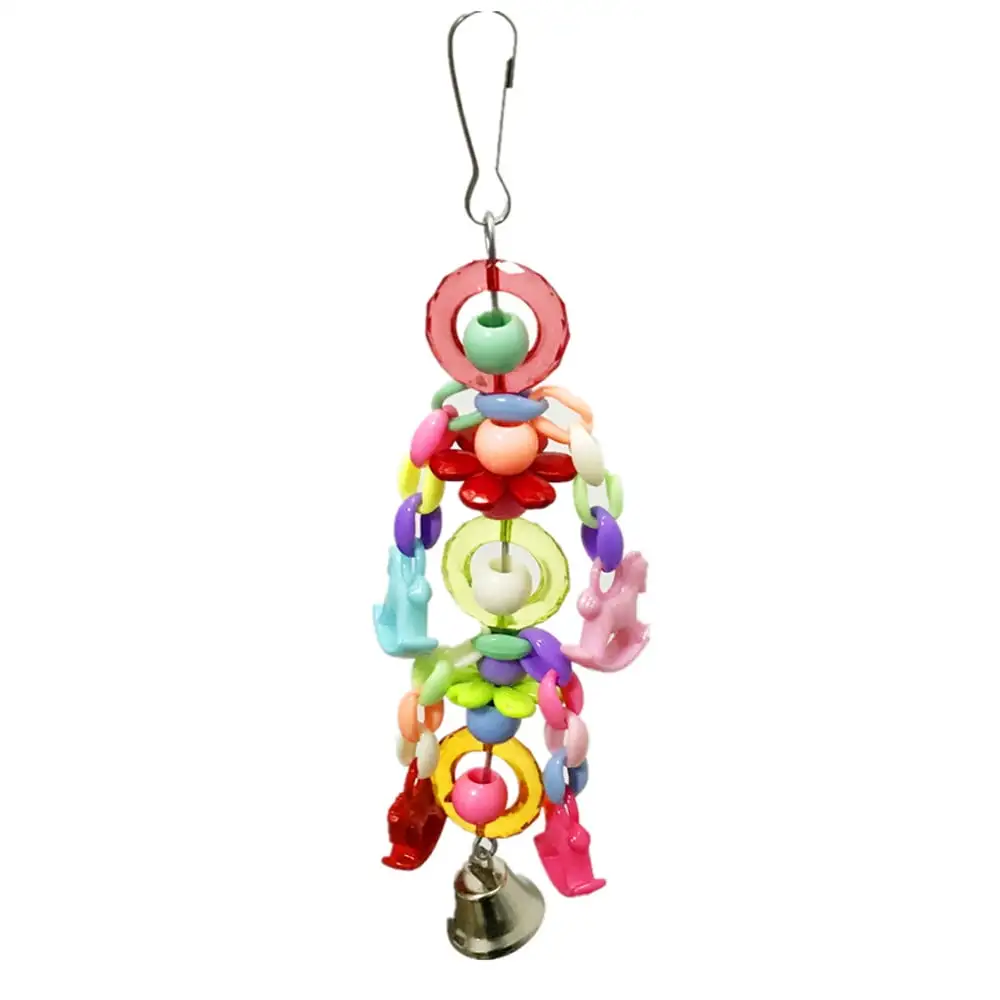 yuehao pet supplies colorful pet bird parrot swing cage bells bite toy for parakeet cockatiel toys multicolour