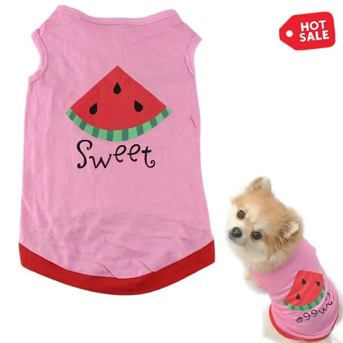 yuehao pet supplies new summer cute small pet dog puppy cat clothes watermelon printed pink vest pink